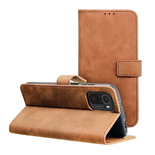 forcell tender book coque pour xiaomi redmi note 10 / 10s marron