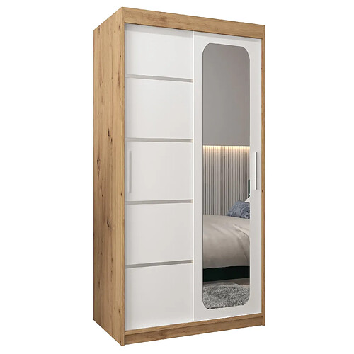 Abiks Meble Armoire PROMO V2 À Portes Coulissantes 200/100/62 2 Portes (Artisan/Blanc)