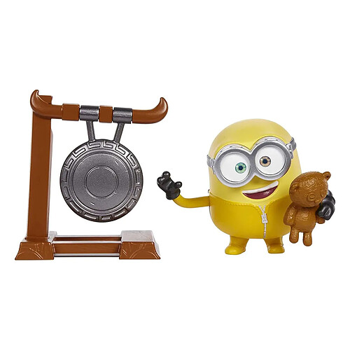 Mattel Bob Articulé en Tenue de Kung-Fu et son Gong Minions The Rise Of Gru Jaune