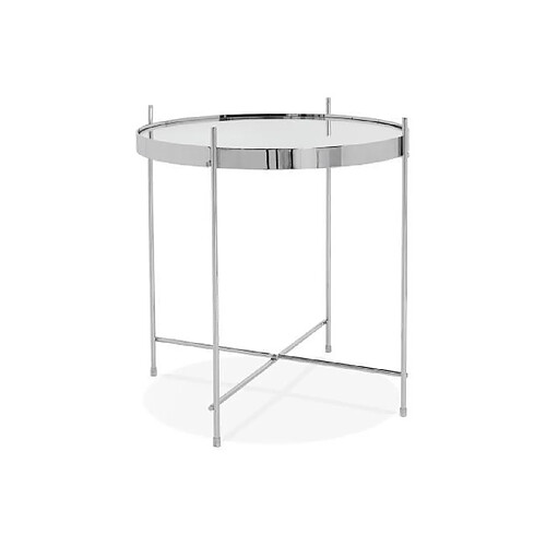 Mes Table basse design ronde 42,7x45 cm en verre et métal gris - JULIO