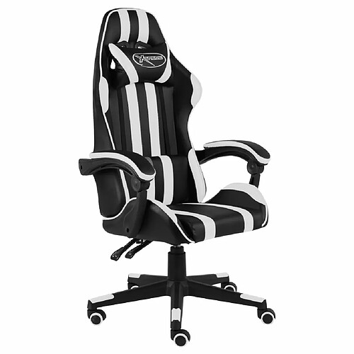 Maison Chic Fauteuil de jeux vidéo,Fauteuil Gamer du Bureau Noir et blanc Similicuir -MN60344