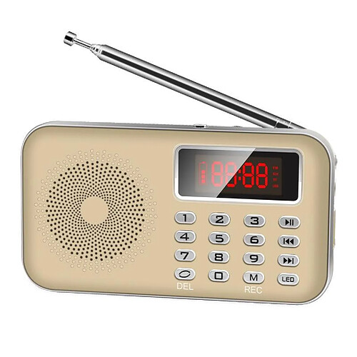 Mini Poste Radio FM AM Lecteur MP3 Micro SD Rechargeable Or YONIS