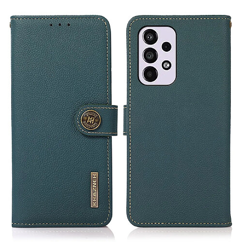 Etui en cuir véritable antichoc, fonction de balayage antivol vert pour votre Samsung Galaxy A33 5G