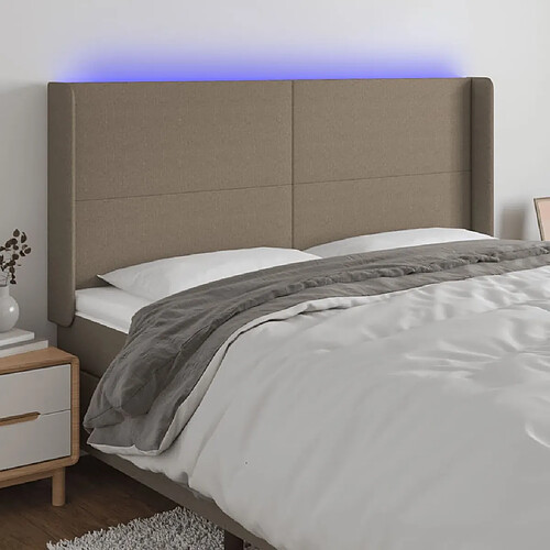 vidaXL Tête de lit à LED Taupe 183x16x118/128 cm Tissu