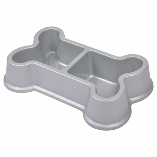 Paris Prix Gamelle Double pour Chien Forme Os 35cm Argent