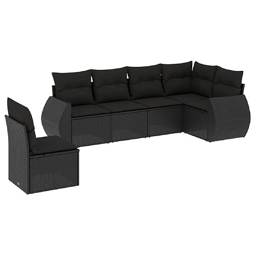 Maison Chic Salon de jardin 6 pcs avec coussins | Ensemble de Table et chaises | Mobilier d'Extérieur noir résine tressée -GKD59388