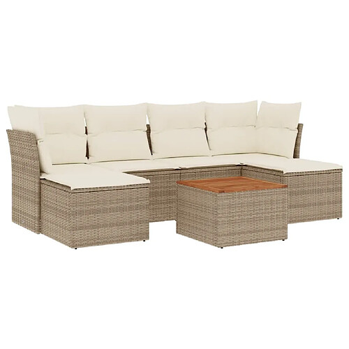 Maison Chic Salon de jardin avec coussins 7 pcs | Ensemble de Table et chaises | Mobilier d'Extérieur beige résine tressée -GKD95901