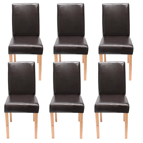 Mendler Lot de 6 chaises de séjour Littau ~ cuir reconstitué marron, pieds clairs