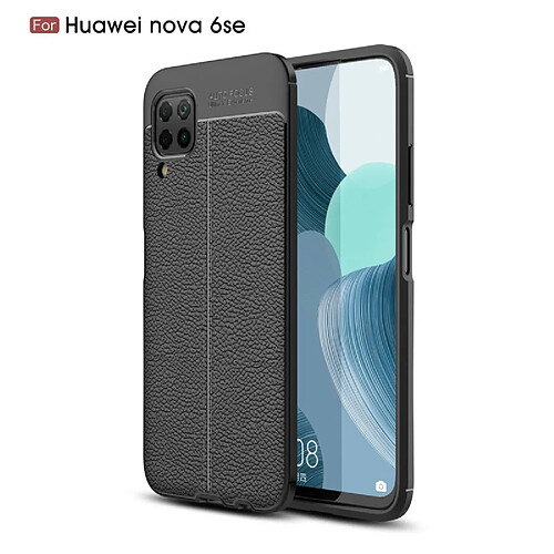 Wewoo Coque Pour Huawei Nova 6 SE Litchi Texture TPU Antichoc Case Noir