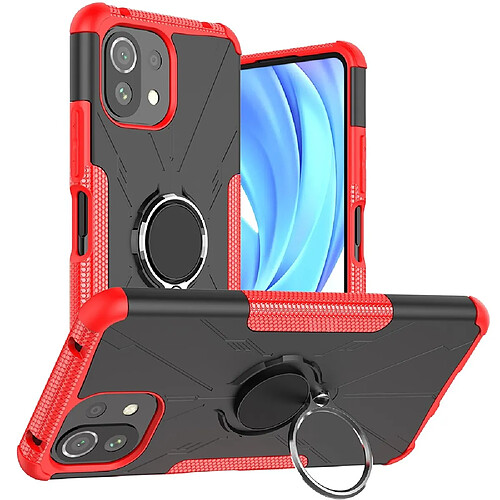 Coque en TPU Anti-empreintes, anti-choc avec béquille pour votre Xiaomi 11 Lite 5G NE/Mi 11 Lite 5G/4G - rouge