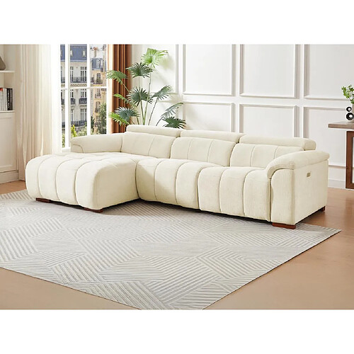 Vente-Unique Canapé d'angle gauche relax électrique en tissu beige MOLPICA