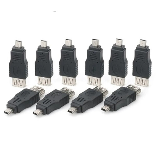 Wewoo Adaptateur noir 10 PCS USB Femelle à Mini USB Mâle