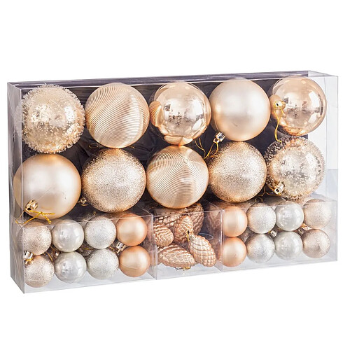 BigBuy Home Boules de Noël Doré Plastique (50 Unités)