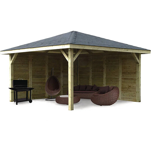 Solid Kiosque en bois Pavillon - 14.75 m² - 4.37 x 4.37 x 1.93 m