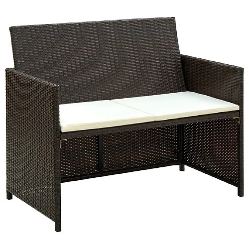 Maison Chic Salon de jardin 4 pcs + coussins - Mobilier/Meubles de jardin - Table et chaises d'extérieur Résine tressée Marron -MN69157