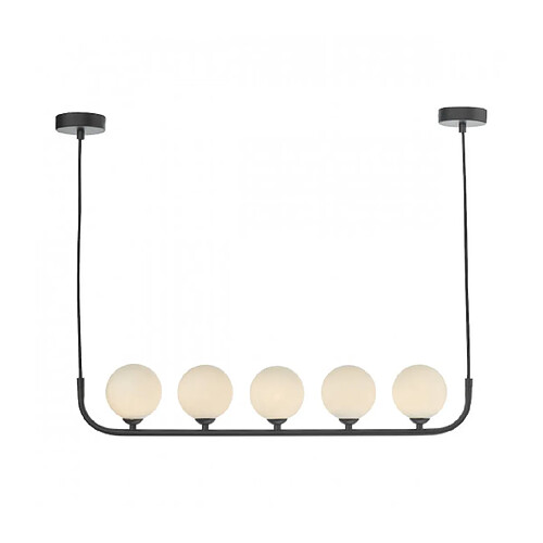 Luminaire Center Suspension Cradle Noir satiné,verre opale 5 ampoules 114cm