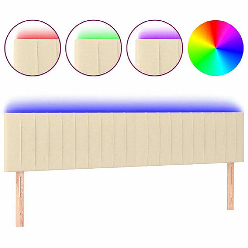 Maison Chic Tête de lit moderne à LED lumineuse pour chambre - Décoration de lit Crème 200x5x78/88 cm Tissu -MN59693