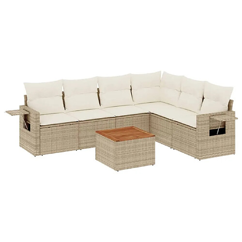 Maison Chic Salon de jardin avec coussins 7 pcs, Ensemble Tables et chaises de jardin, beige résine tressée -GKD984879