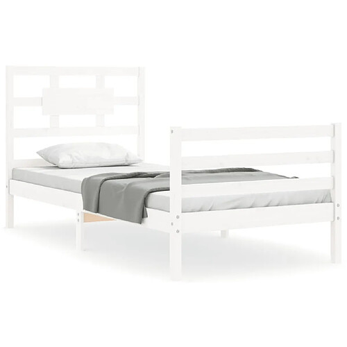 Maison Chic Cadre/structure de lit avec tête de lit pour adulte - Lit Moderne Chambre blanc simple bois massif -MN77617