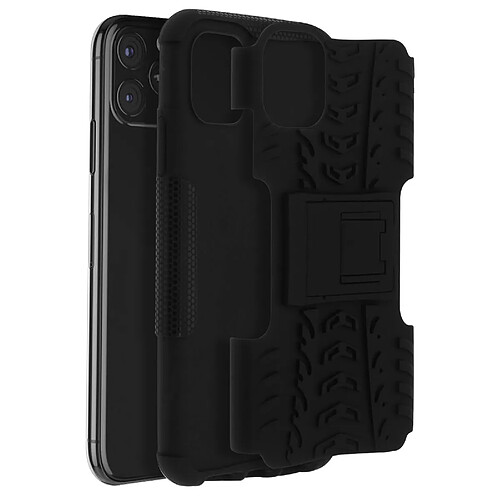 Avizar Coque iPhone 11 Pro Max Bi matière Rigide et Silicone Béquille Support Noir