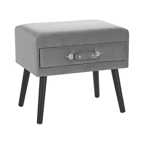 Beliani Table de chevet Velours Gris EUROSTAR