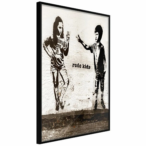 Paris Prix Affiche Murale Encadrée Banksy Rude Kids 30 x 45 cm Noir