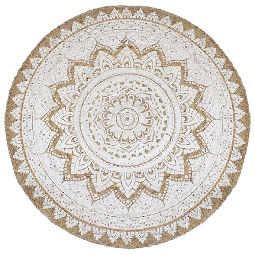 vidaXL Tapis de sol Jute tressée imprimée 240 cm Rond