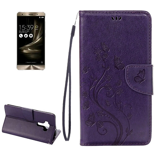 Wewoo Housse Étui Violet pour Asus ZenFone 3 / ZE552KL en cuir imprimé fleurs avec support et ampère Slots de cartes Portefeuille