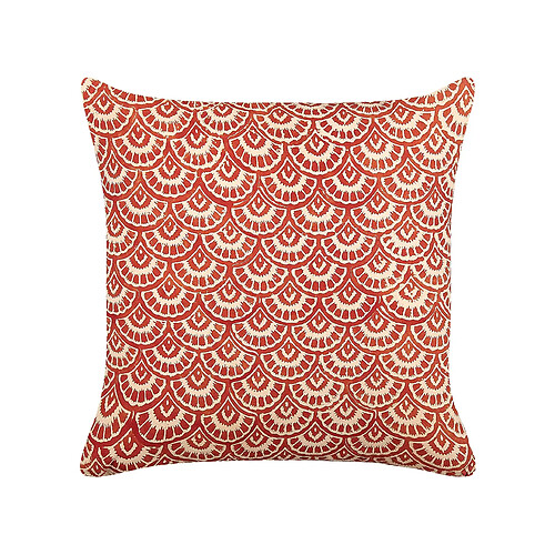 Beliani Coussin RHUS Coton 45 x 45 cm Géométrique Impression en bloc Rouge