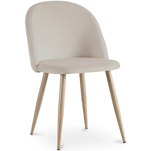 ICONIK INTERIOR Chaise de salle à manger - Tapissée de velours - Style scandinave - Evelyne Beige