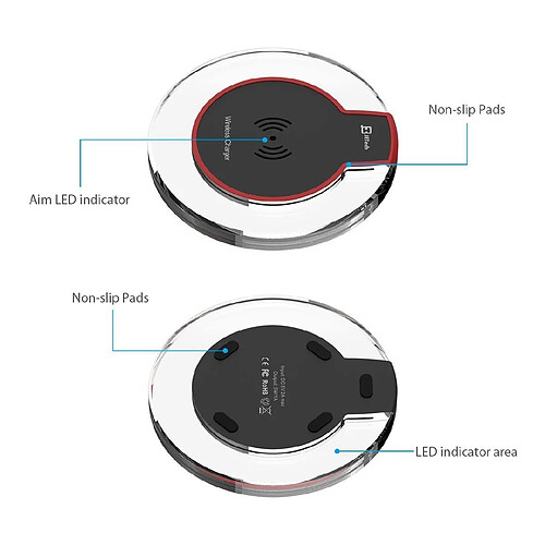 Alpexe Chargeur sans Fil, Ultra Mince Chargeur Pad sans fil Chargeur à Induction pour Samsung S7/S7 Edge/S6/S6 Edge, Nexus 4/5/6/7 (2013), Nokia Lumia 920, LG Optimus Vu2, HTC 8X/Droid DNA et Périphériques