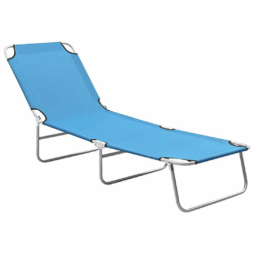 Maison Chic Chaise longue pliable de jardin | Bain de soleil Relax | Transat acier et tissu bleu turquoise -GKD52995