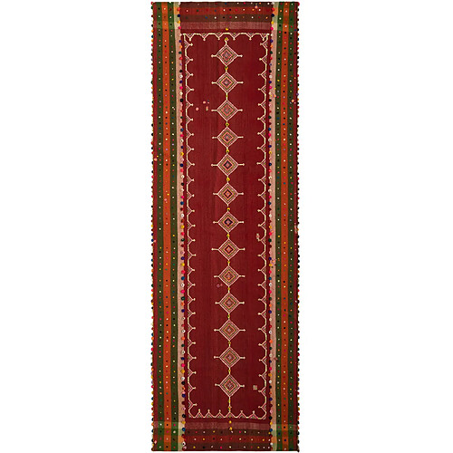 Vidal Tapis de laine 388x125 rouge Jajim