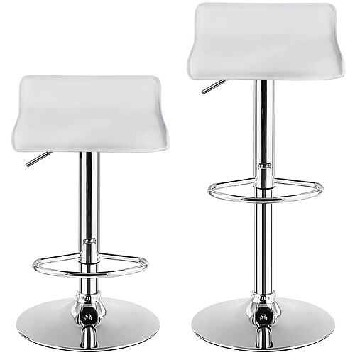 Helloshop26 Tabouret de bar pivotant carrées réglables en hauteur tabourets intérieur/extérieur en cuir pu tabourets avec repose-pieds blanc 20_0009477