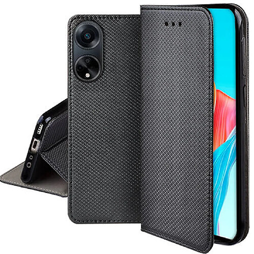 Htdmobiles Housse etui portefeuille avec coque interieure en silicone pour Oppo A98 5G + film ecran - NOIR MAGNET