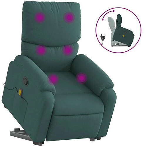 Maison Chic Fauteuil Relax pour salon, Fauteuil inclinable de massage Vert foncé Tissu -GKD18948