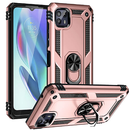 Coque en TPU antichoc avec béquille or rose pour votre Motorola Moto G50 5G