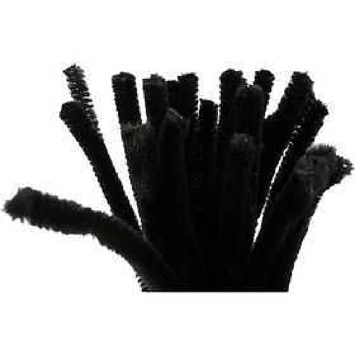 Fil chenille, ép. 9 mm, L: 30 cm, noir, 25pièces