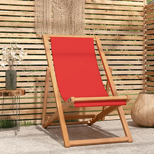 vidaXL Chaise de plage pliable Bois de teck solide rouge