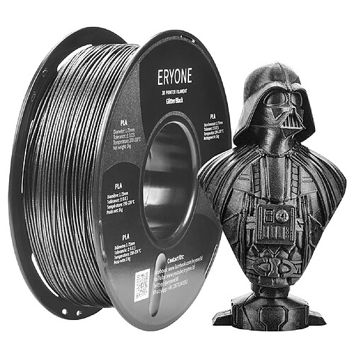 None ERYONE Galaxy Sparkly Glitter PLA Filament pour imprimante 3D 1 kg (2,2 lbs)/bobine - Noir