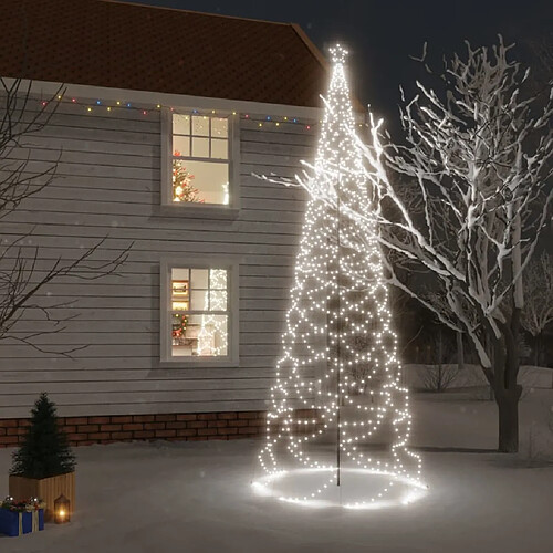 vidaXL Arbre de Noël avec poteau en métal 1400 LED blanches froides 5m