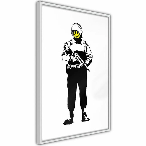 Paris Prix Affiche Murale Encadrée Banksy Smiling Copper 40 x 60 cm Blanc