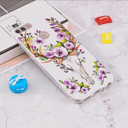 Wewoo Coque pour Huawei Enjoy 7S / P Smart Noctilucent Fleur Cerf Motif TPU Étui Souple