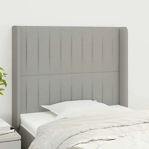 Maison Chic Tête de lit scandinave avec oreilles,meuble de chambre Gris clair 83x16x118/128 cm Tissu -MN83815