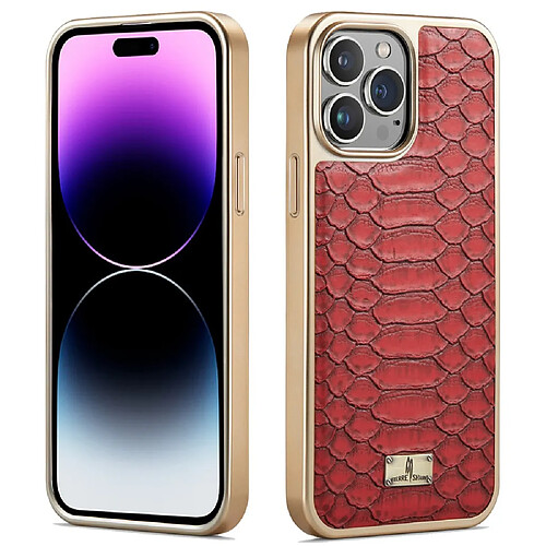 Coque en TPU + PU FIERRE SHANN texture python, électroplaqué pour votre iPhone 14 Pro Max - rouge