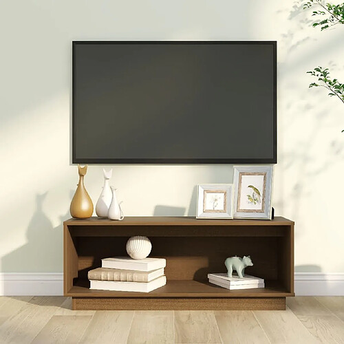 vidaXL Meuble TV Marron miel 90x35x35 cm Bois de pin massif