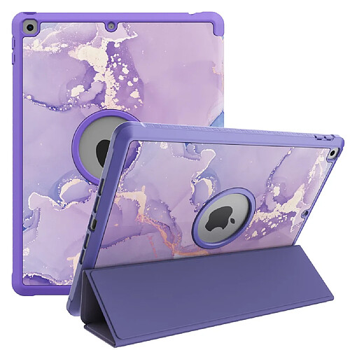 Etui en PU trois volets avec support motif marbré/violet pour votre Apple iPad 10.2 (2020)(2019)