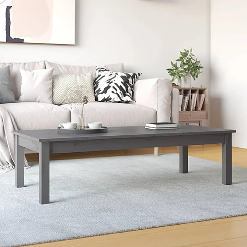 vidaXL Table basse Gris 110x50x30 cm Bois massif de pin