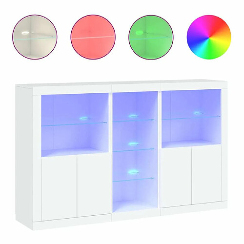 Maison Chic Commode Buffet - Meuble de rangement avec lumières LED blanc 162x37x100 cm -GKD35858