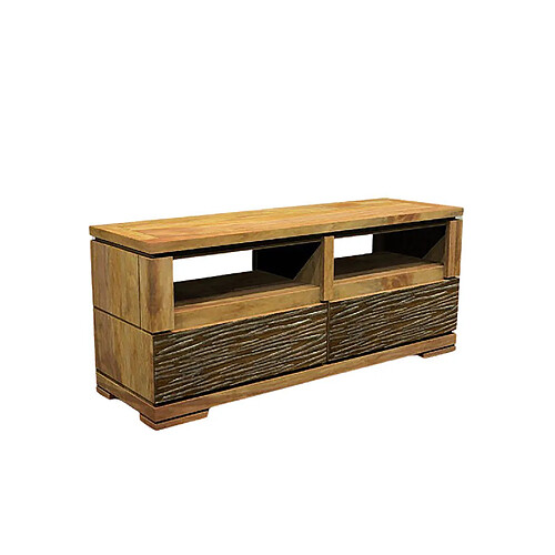 BOIS & CHIFFONS Meuble TV bois sculpté bicolore 130 2T | Acacia Maya